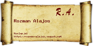 Rozman Alajos névjegykártya